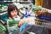spring onion tesco supermarket kids child scan as you shop shopper trolley veg GettyImages-1476138915