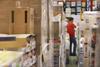 Boxes warehouse worker