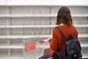 destock delist empty supermarket shelf shelves shopper stock shortages