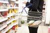 Shopping basket in supermarket