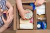 Children with ambient food parcel box