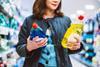supermarket shopper aisle cleaning hosehold compare labelling washing