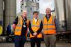 L-R Stephen Moore (director of the Molson Coors brewery in Tadcaster) Keir Mather MP and Fraser Thomson (operations director for Western Europe at Molson Coors)