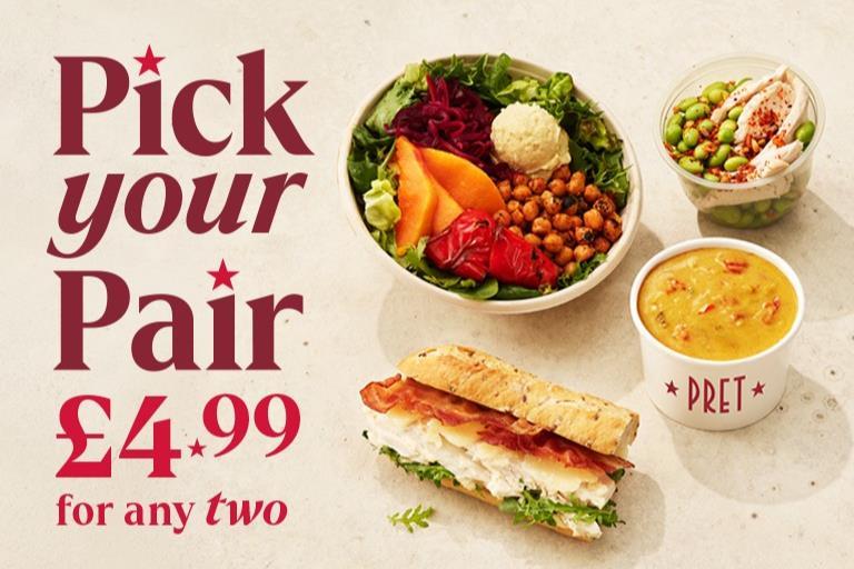 Pret a Manger launches £4.99 Pick your Pair lunch deal nationwide