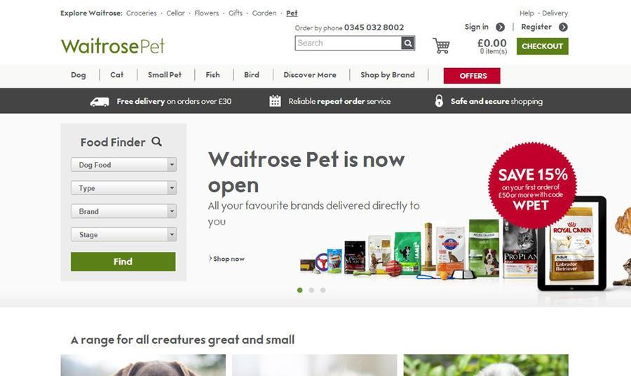 Waitrose teams with Monster Pet Supplies for petcare website News