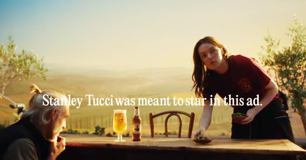 Absent Stanley Tucci still makes an impression for Birra Moretti