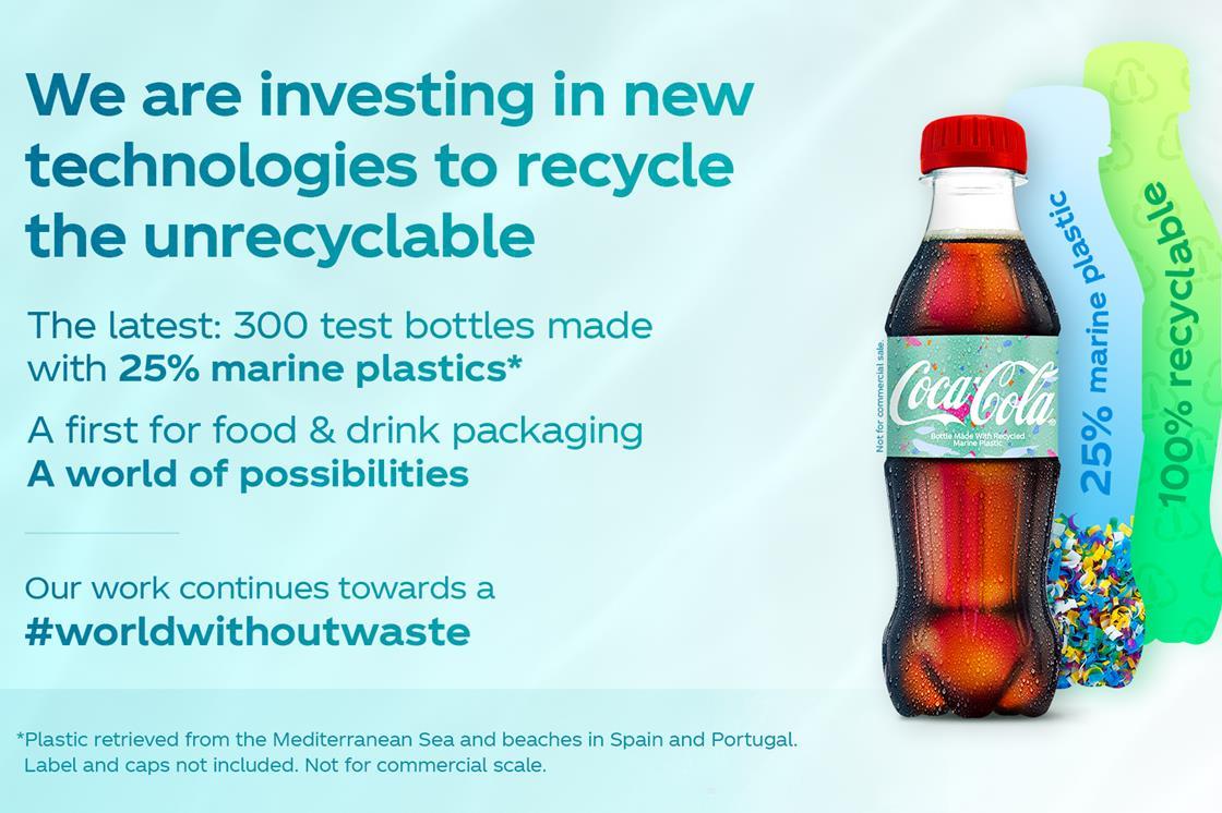 CocaCola unveils its first bottle made with marine plastic News