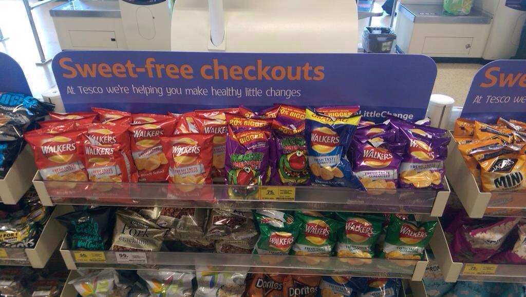 Tesco caught selling crisps in new healthy checkout lanes | News | The