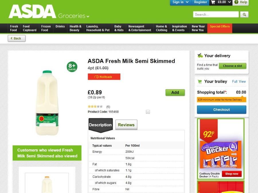 Asda slashes price of four pints of milk to 89p News The Grocer
