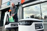 Starship robot at Co-op in Sale in Greater Manchester