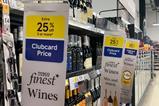 Tesco supermarket aisle wine clubcard offer