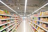 Supermarket aisle shelves