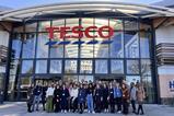 Tesco - Representatives from companies joining third latest cohort of the Tesco Accelerator programme stand outside Tesco HQ in Welwyn Garden City, Herts.