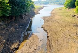 Drought Conditions In Summer At Lancashire Reservoir