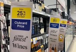 Tesco supermarket aisle wine clubcard offer