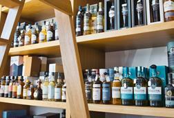 Spirits bottles on shelf