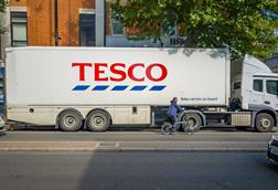 tesco lorry delivery supplies truck supermarket