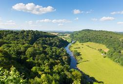 Wye Valley and River Wye between Herefordshire and Gloucestershire UK - stock photo
