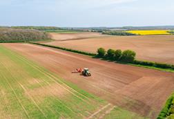 Aerial shot of fields