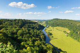 Wye Valley and River Wye between Herefordshire and Gloucestershire UK - stock photo