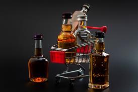 mini spirits bottles in trolley