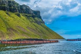 almon fish farm pools in the see lochs near Portree, Sound of Raasay, Isle of Skyue, Highlands of Scotland