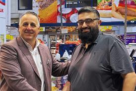 Unitas member development controller Stephen Cheetham (left) with Giro Foods purchasing manager Usmaan Akram (right)