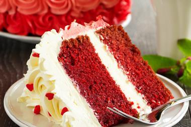 Slice of red velvet cake