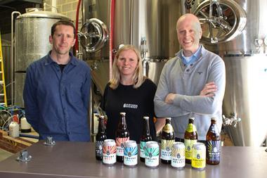 NIRVANA BREWERY-NEW CEO APPOINTMENT-PAUL THOMAS WALSH ON RIGHT. ALSO PICTURED - JAMES RABAGLIATI, HEAD BREWER AND BECKY TAYLOR-KEAN, FOUNDER