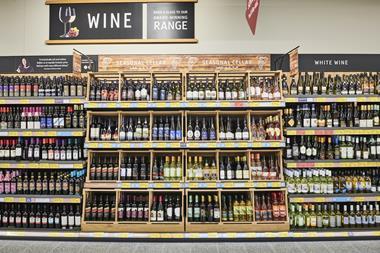 Aldi Beers, Wines and Spirits alcohol aisle