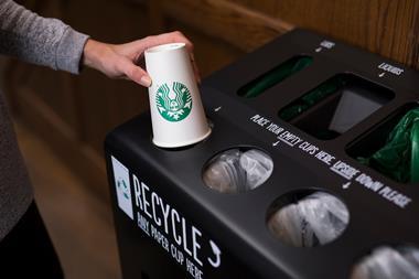 Starbucks recycling bins