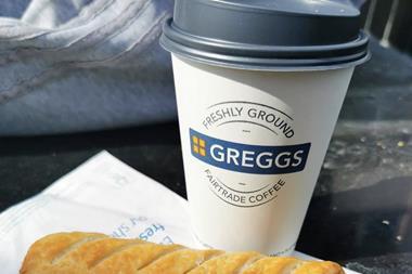 Greggs SR and Coffee Close up shot