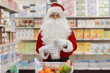 christmas supermarket santa trolley shopper