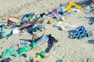 Plastic trash on a beach