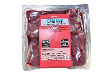 Sainsbury's Lean Diced Beef- Vacuum Packaging