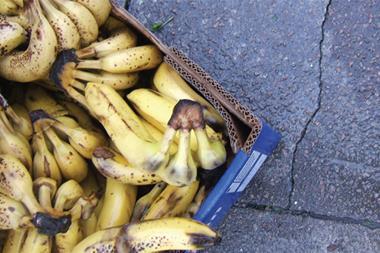 Food waste rotting bananas