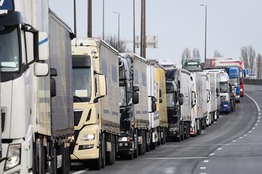 lorries queue traffic