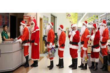 Santas queue for Morrisons dry cleaning