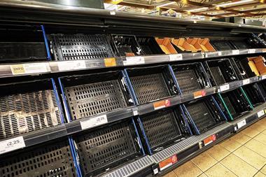 empty supermarket shelves