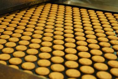 ginger nut biscuits being made factory