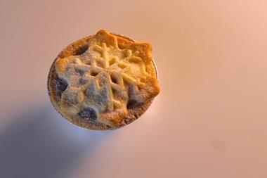 Mince pie with snowflake decoration