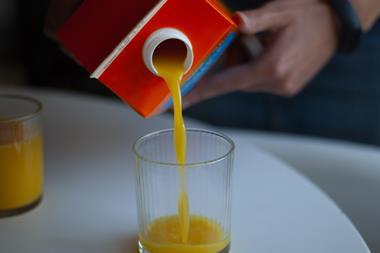 orange juice carton pour