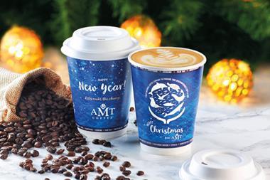 amt compostable coffee cup and lid christmas