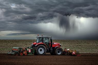 Tractor field farming storm