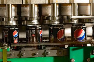 Britvic canning line with cans of Pepsi Max