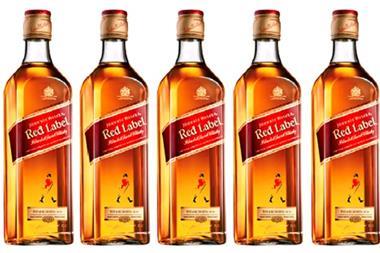 Red Label whisky bottles