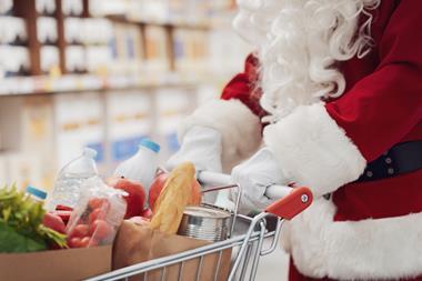 santa food shopping supermaket trolly christmas