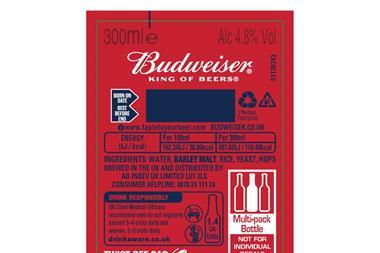 AB InBev Budweiser nutritional information label