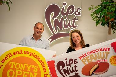 Douglas Lamont, CEO of Tony's Chocolonely, and Pippa Murray, CEO and Founder of Pip & Nut