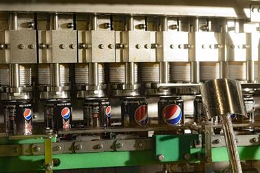 Britvic canning line with cans of Pepsi Max